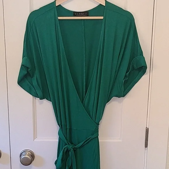 ELOQUII Maxi Wrap Dress, Kelly Green. Size 18 - Picture 4 of 4